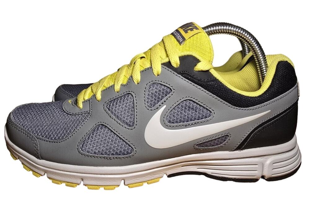 Nike Revolution Gray Black White Running Shoes Athletic Jogger Mens 9.5 Women 11